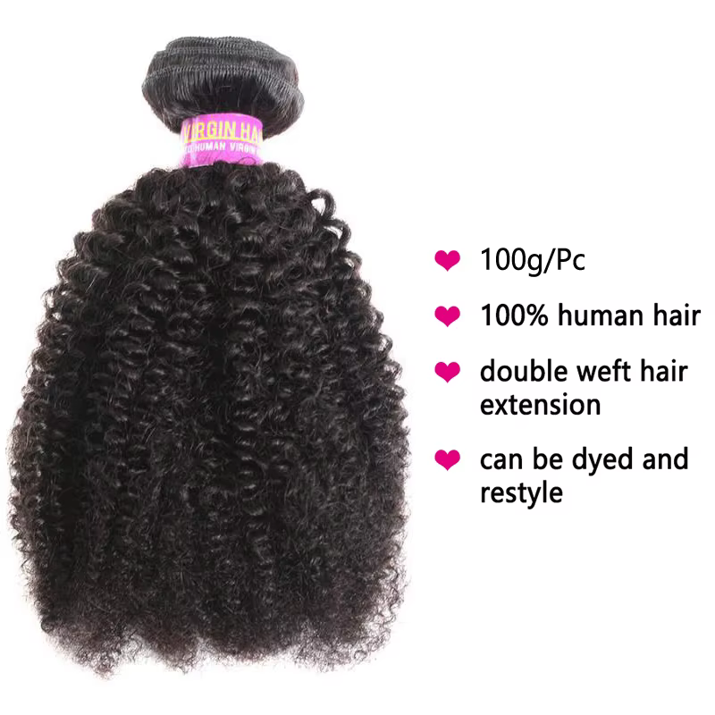 Extensions de cheveux humains Afro crépus bouclés
