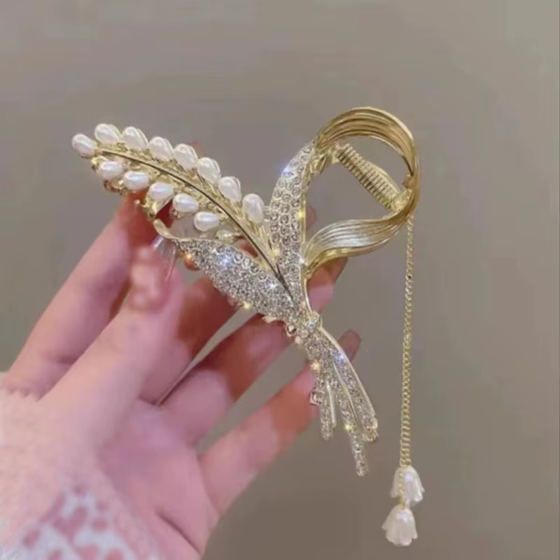 Pince à cheveux élégante surdimensionnée motif épi de blé : Luxueuse pour femme