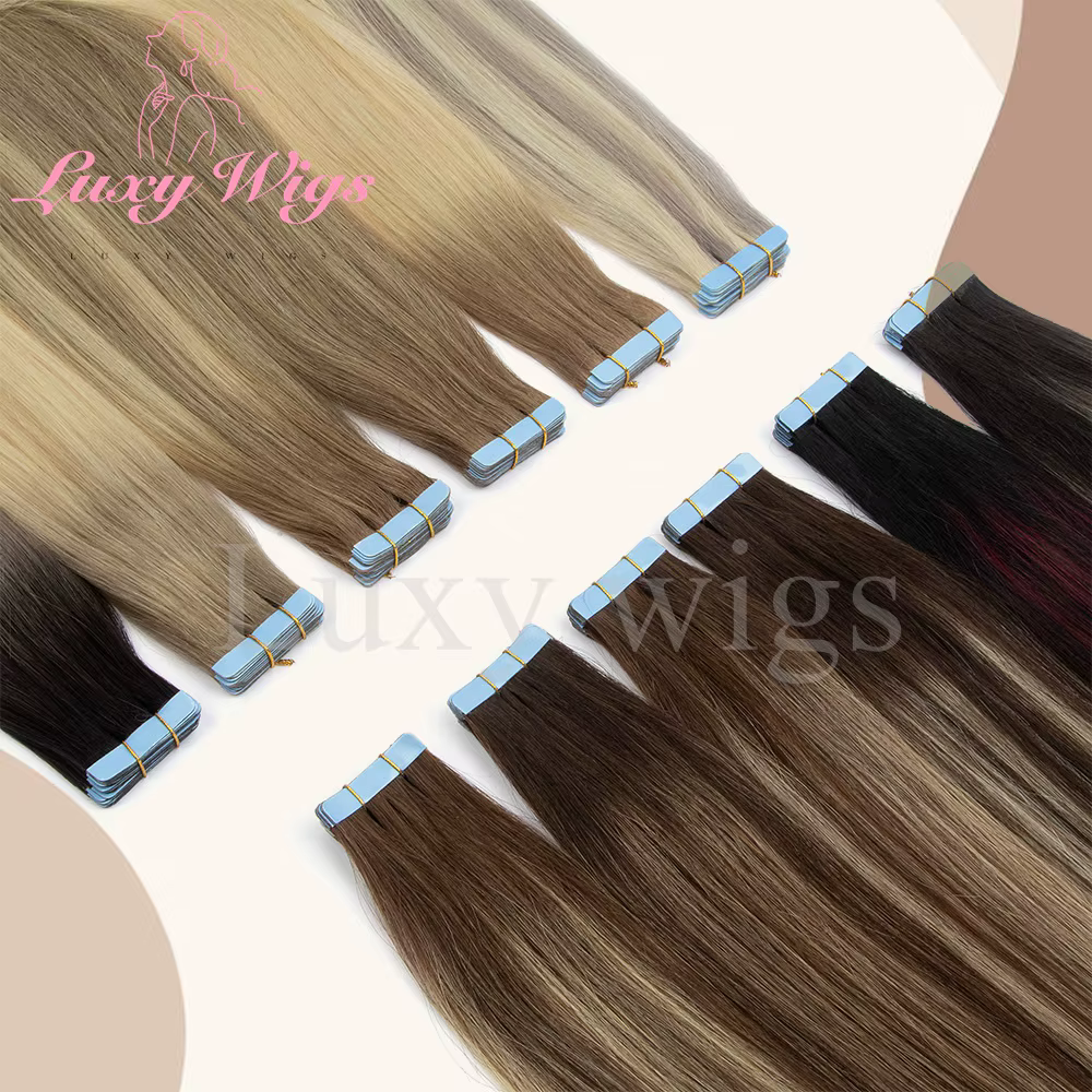 Mèches Blonde bande dans les Extensions de cheveux cheveux humains droite noir blond sans couture PU peau trame bande dans les Extensions de cheveux 20 pièces