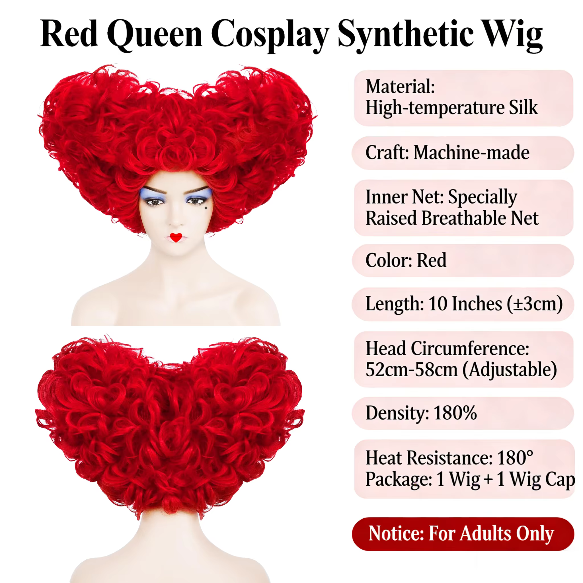 Perruque de cosplay Red Queen