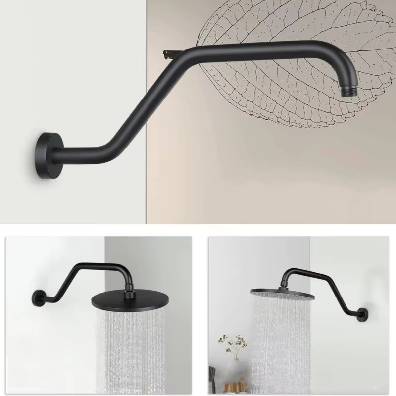 Support de Douche Mural Fixe pour Tête de Douche, Extension de Bras de Douche, Chromé, Nickel Brossé, Noir, Accessoires