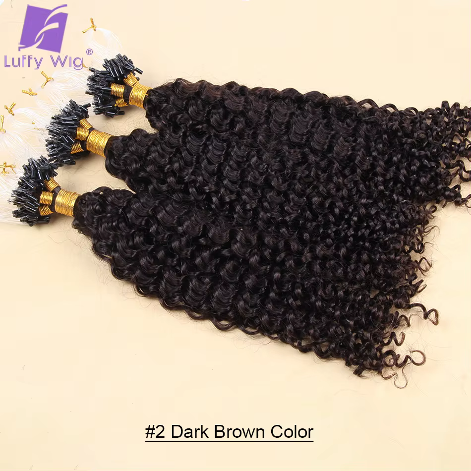 Extensions de Cheveux Humains Bouclés Microlink pour Femme Noire