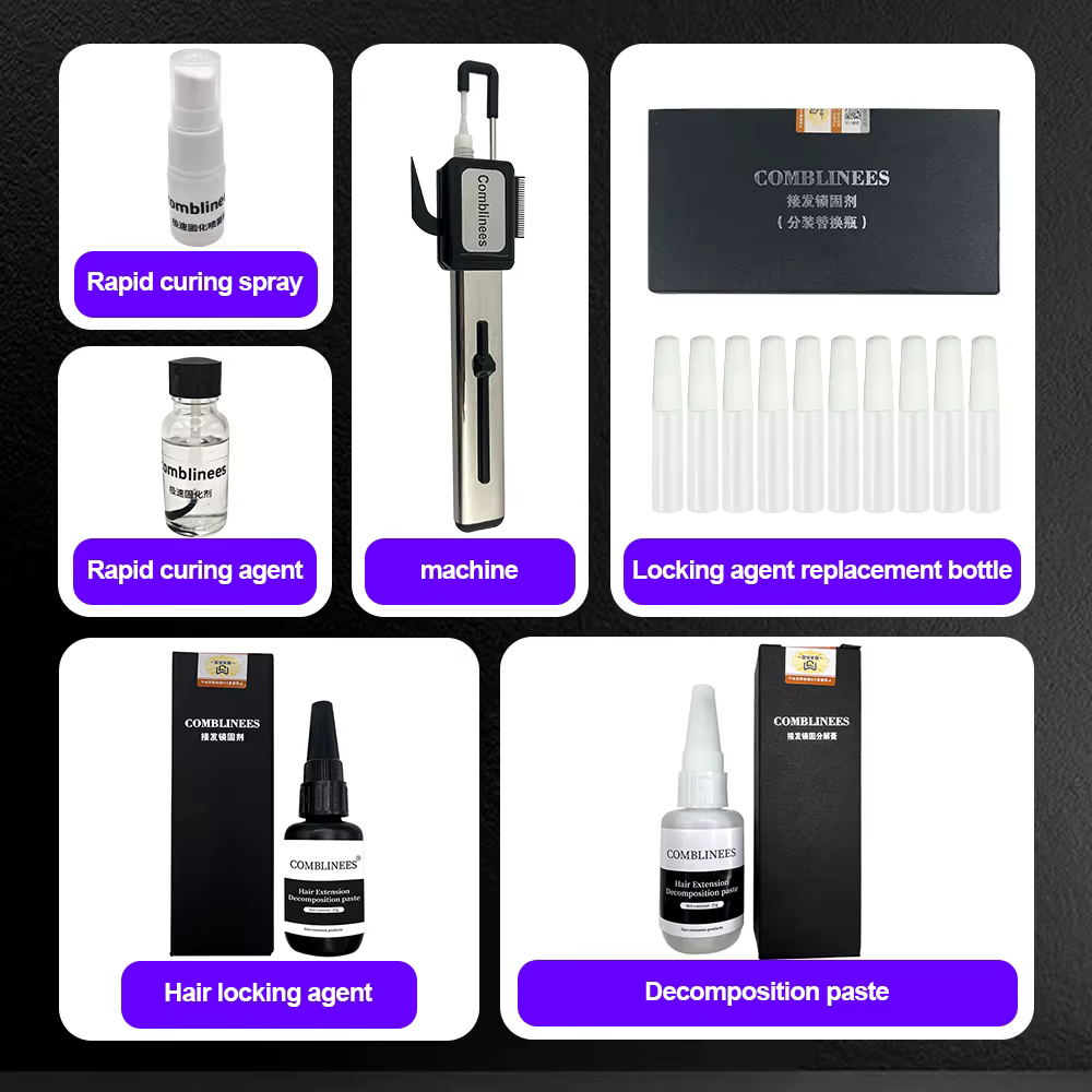 Comblinees P1 Kit d'extension de cheveux de Salon professionnel Gel de colle glacée liaison rapide sans lumière UV