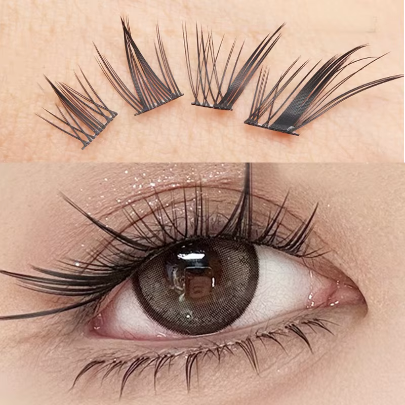 Fox Eye Effect Manga faux cils rouleau épais déformé segmenté individuel Cluster Extensions