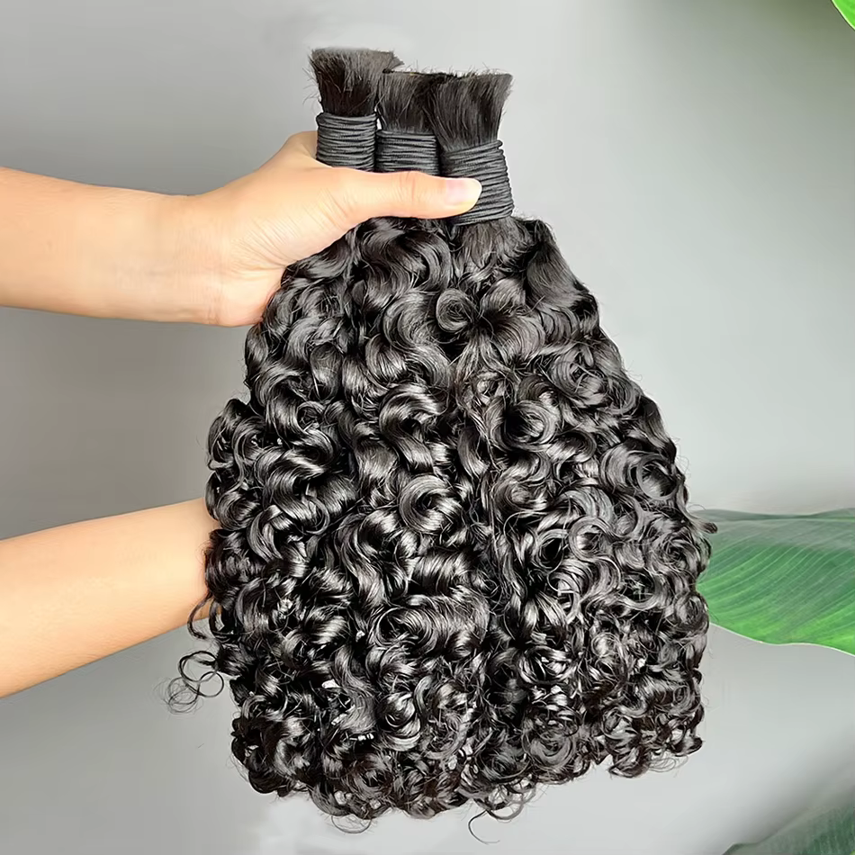 Vrac de cheveux humains bouclés birmans pour tresser l'extension