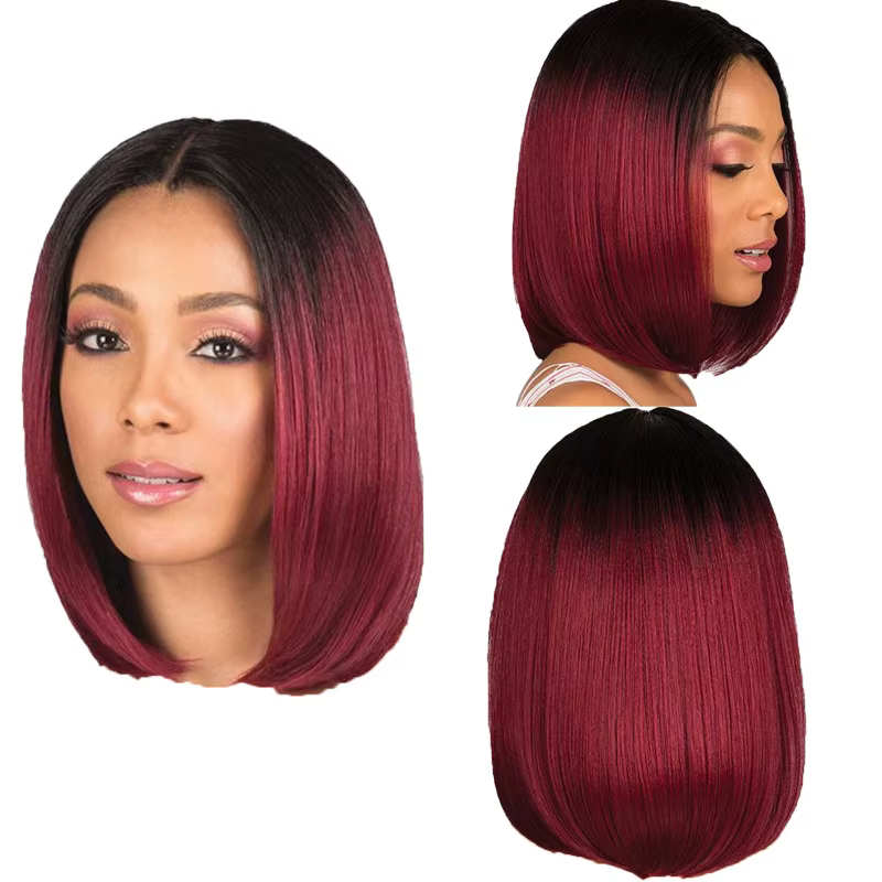 Perruque Synthétique Mi-Longue et Lisse pour Femme