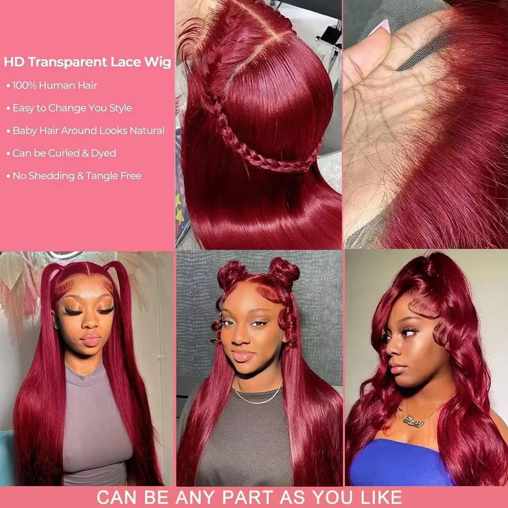 Sophia-Perruque Lace Front Wig Naturelle Lisse Bordeaux 99J