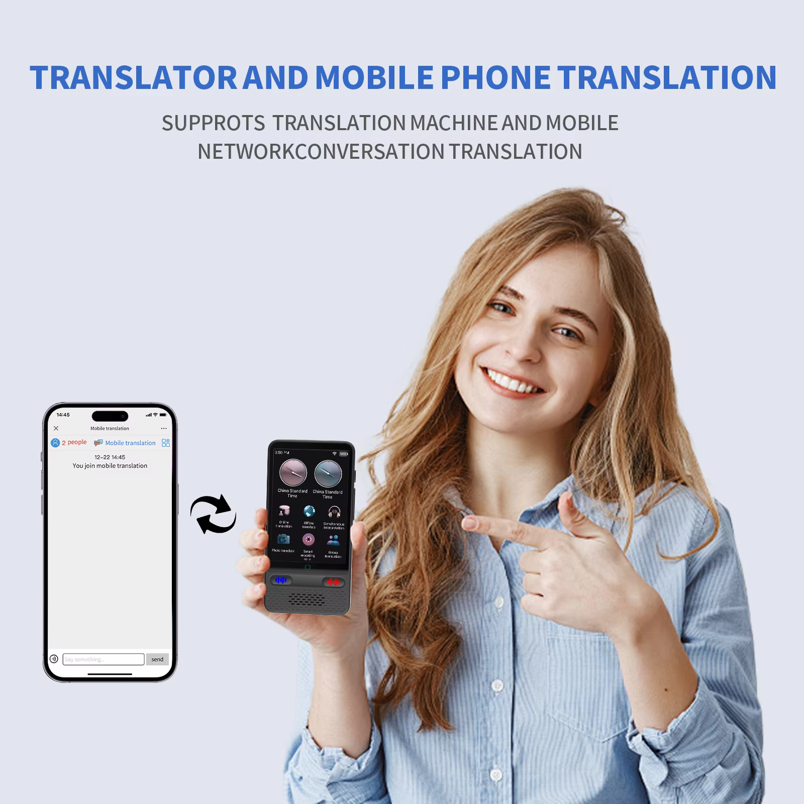 Dispositif de traduction linguistique prenant en charge 138 langues en temps réel, traducteur vocal IA avec traducteur ChatGPT