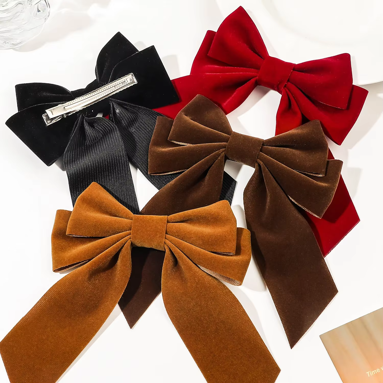 Épingles à cheveux en velours pour femmes et filles