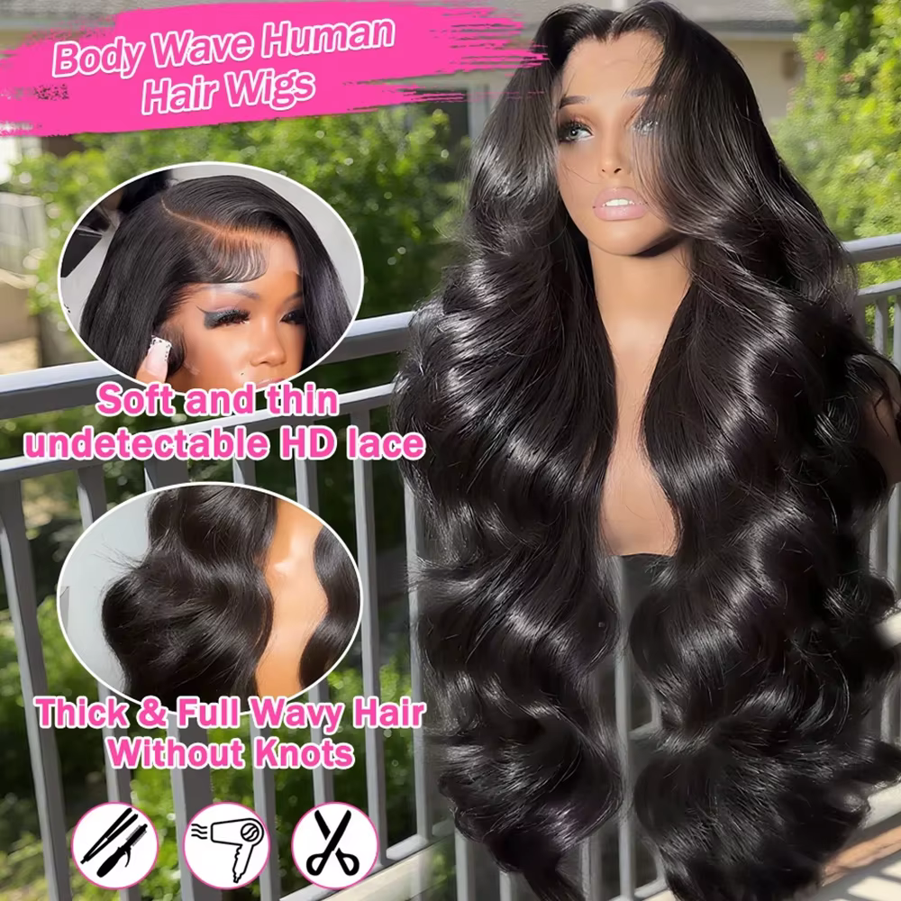 Perruque Lace Front Wig Body Wave brésilienne naturelle