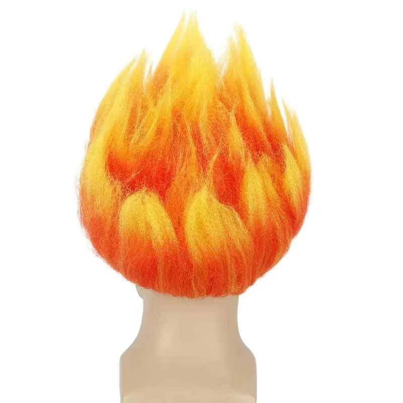 Perruque orange vif effet flamme