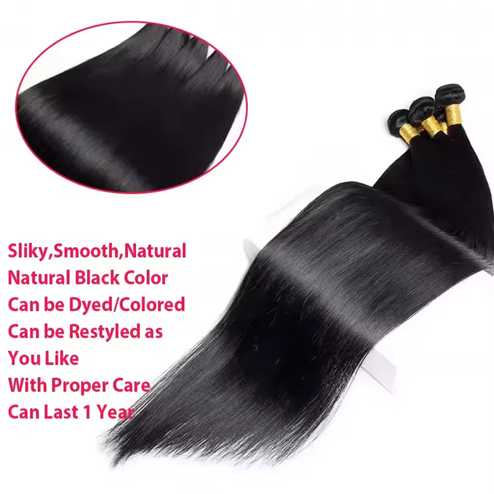Extensions de cheveux humains brésiliens lisses vierges de 32 pouces