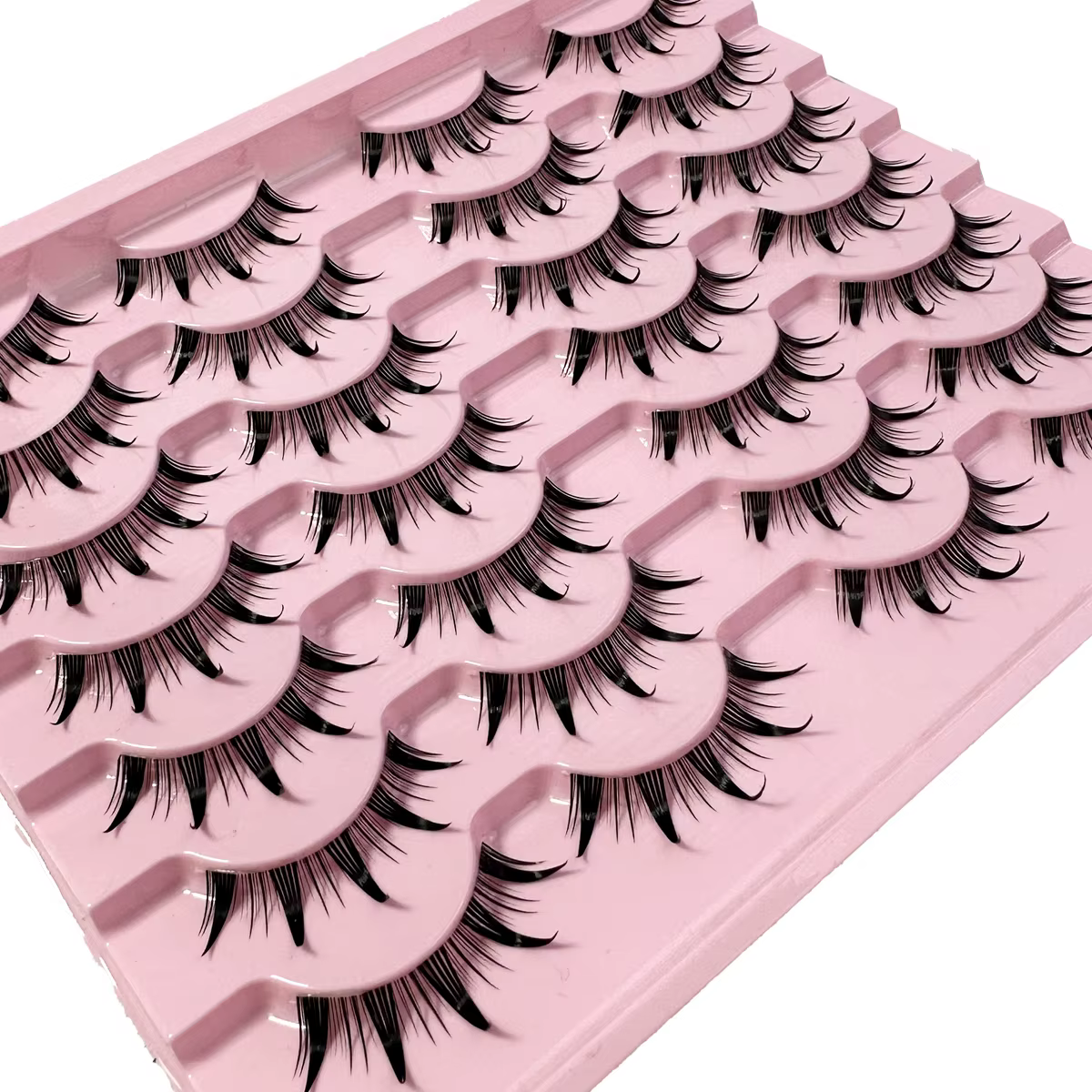 Faux Cils Naturels Doux et Croisés avec Bande Transparente