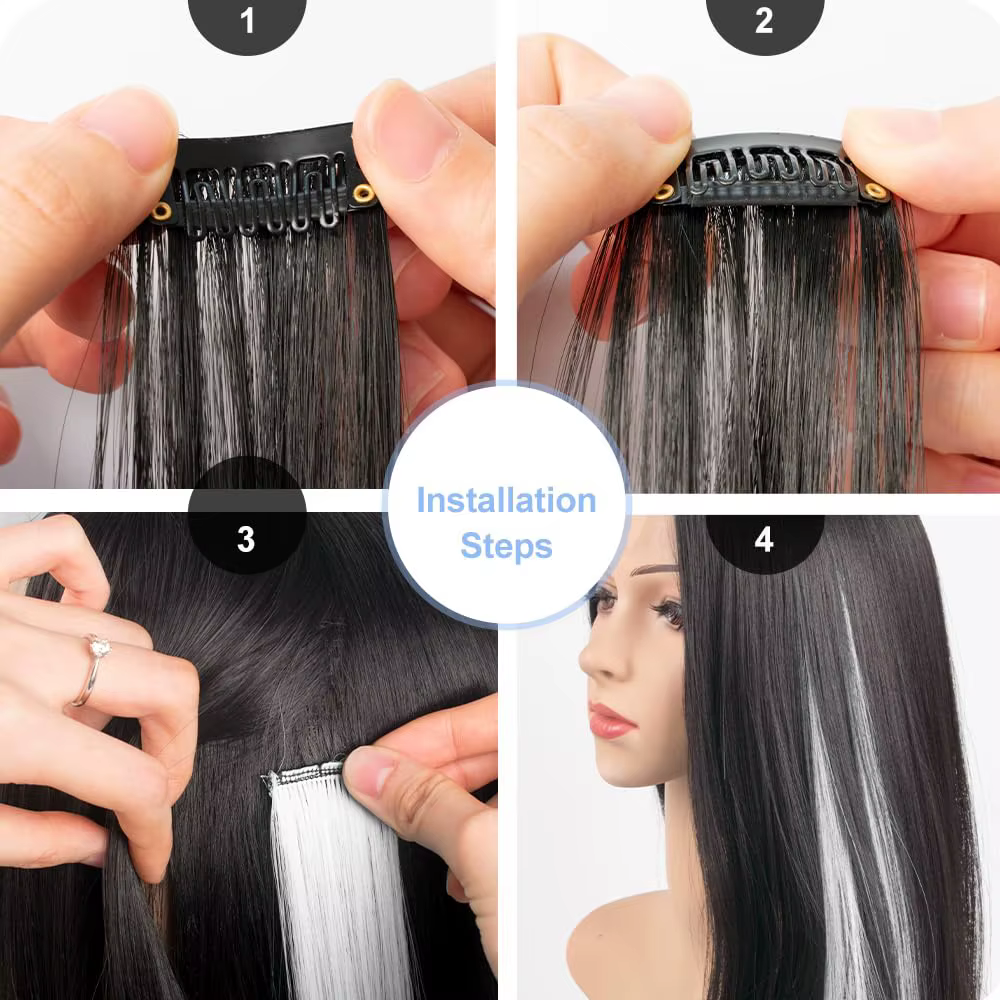Extensions de cheveux à clips colorés pour femmes et hommes