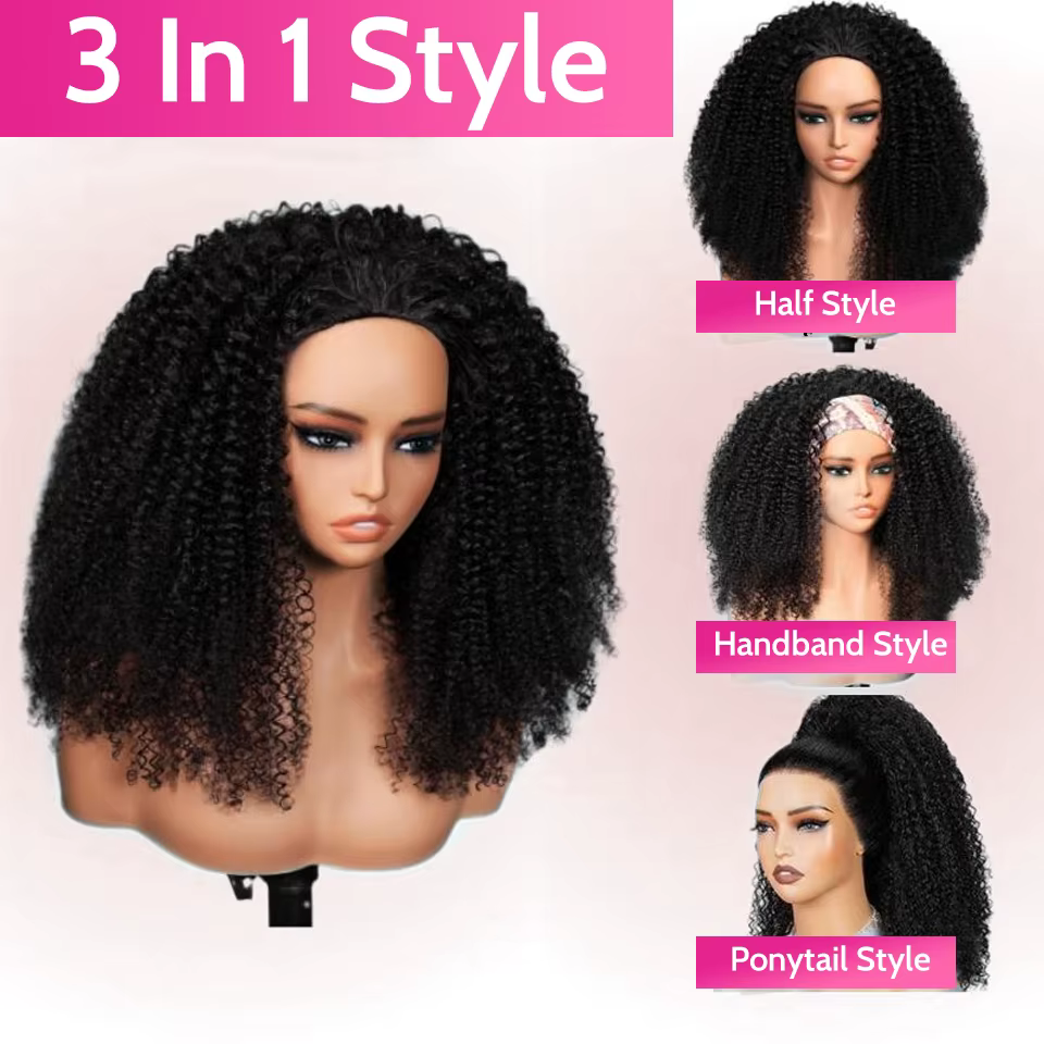ISEE cheveux vague d'eau demi perruque 100% perruques
