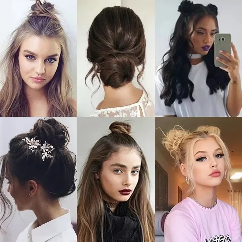 Pince à cheveux synthétique pour chignon pour femmes et filles