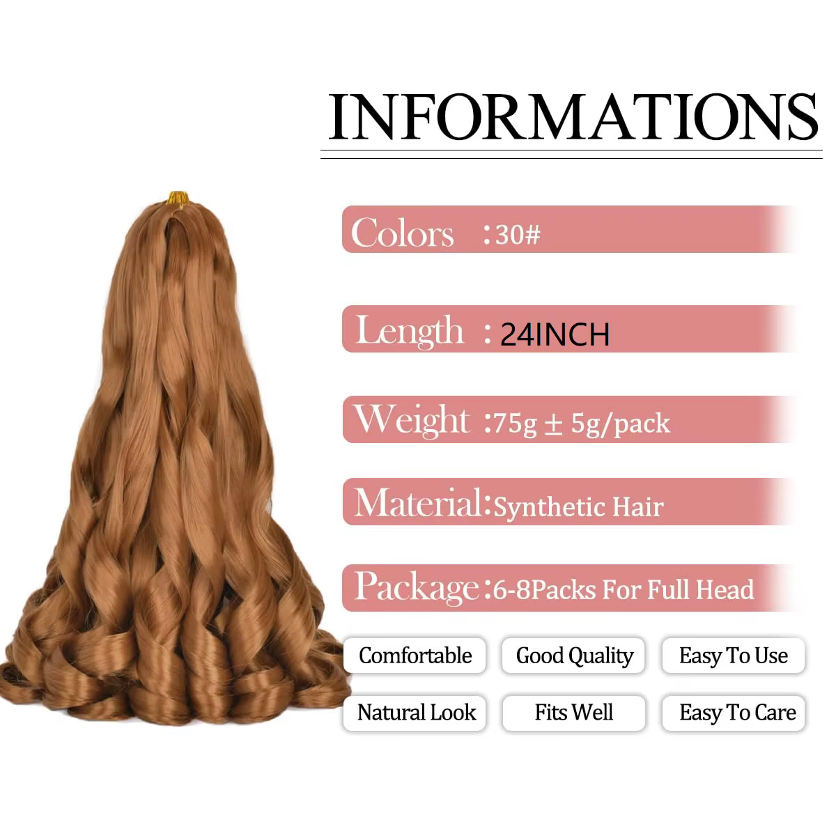 Extensions de cheveux synthétiques pour tresses françaises