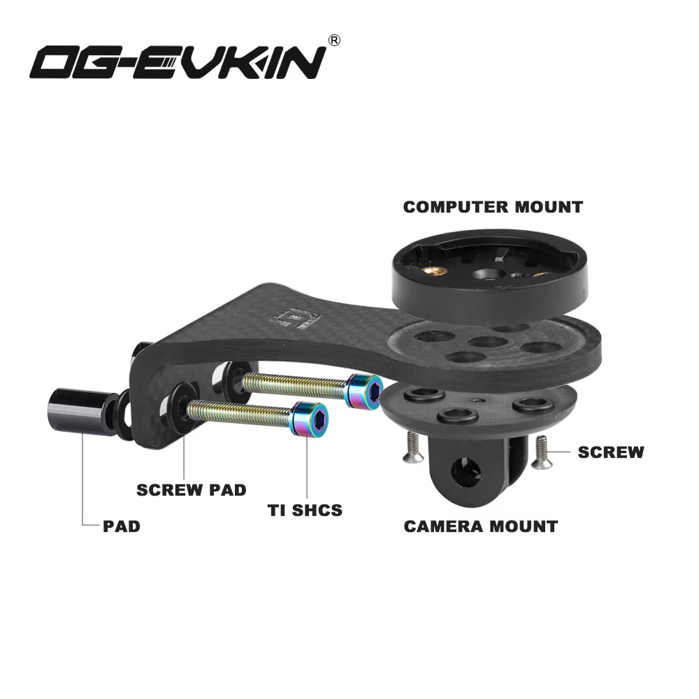 Support de guidon en carbone OG-EVKIN CM-02+ pour ordinateur de vélo, support pour compteur de vitesse, GPS, caméra, éclairage, accessoires de vélo
