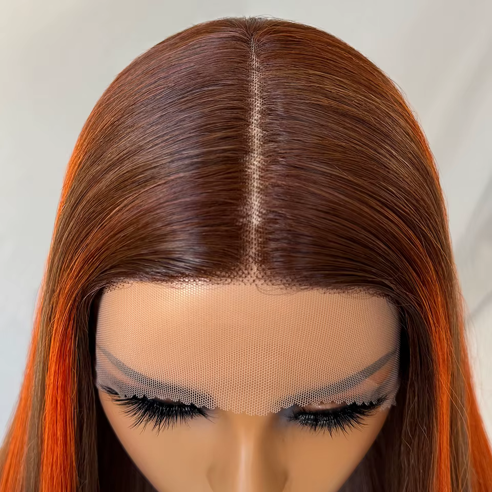 Perruque Lace Front Felek Highlight Super Longue et Droite 40 Pouces Synthétique T-Part 13x4x1 en Fibre Résistante à la Chaleur pour Femmes Tendance