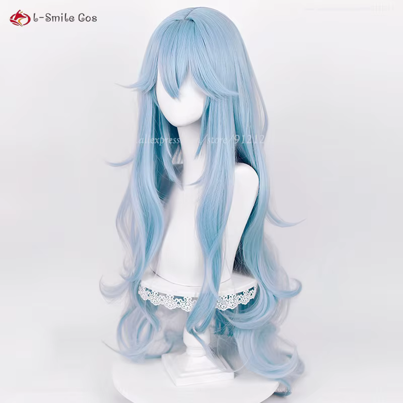 Haute qualité Anime EVA 100 cm de Long Ayanami Rei Cosplay perruque Cyan bleu cheveux bouclés résistant à la chaleur