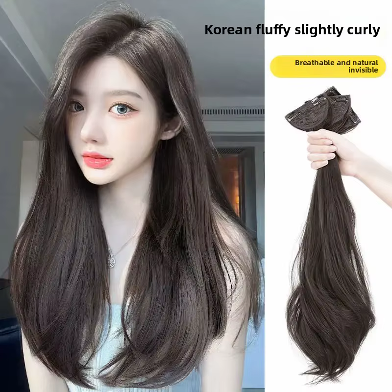 Extensions de perruque trois pièces cheveux longs et raides réalistes pour femmes