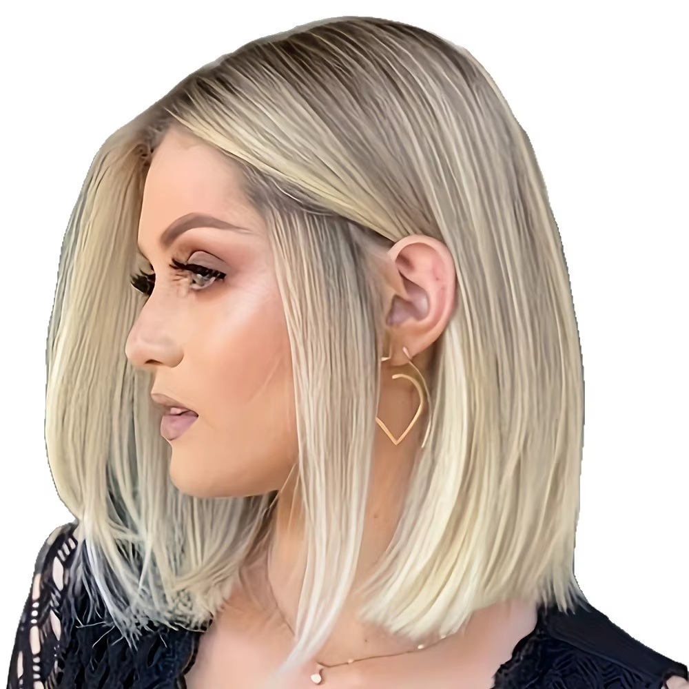 Perruque synthétique avec dégradé de couleur brun-or