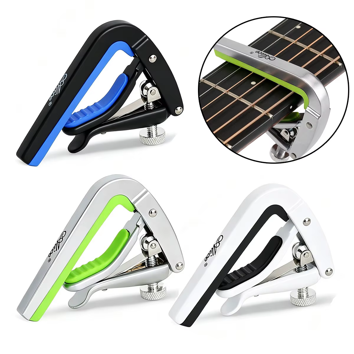 Alice A007N-A Capodastre de guitare à poulie – Utilisation facile à une main, vis réglable, finition peinture durable, compatible avec les guitares folk/électriques