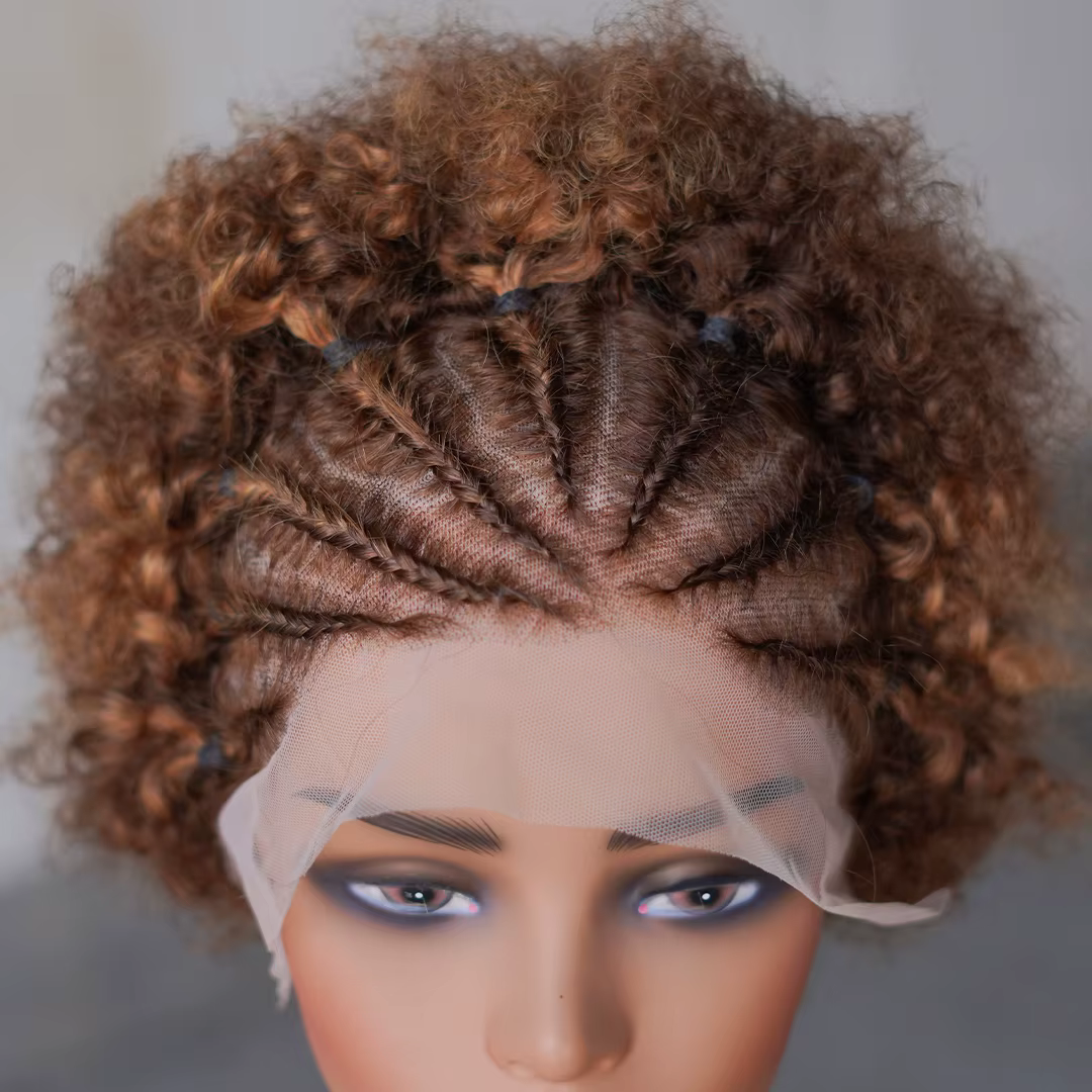 Perruques afro bouclées avec tresses pour femmes