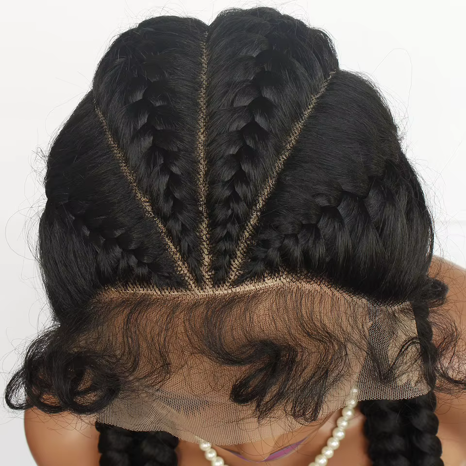 Perruque Lace Front Synthétique Tressée avec Baby Hair