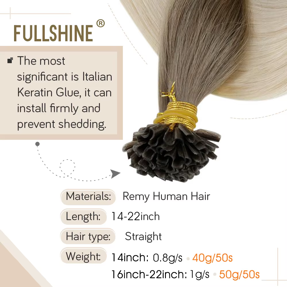 Extensions de cheveux humains pleine brillance U pointe Fusion
