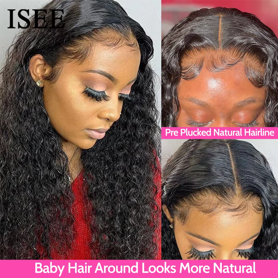 Perruque ISEE HAIR transparente à ondulations aquatiques sans colle