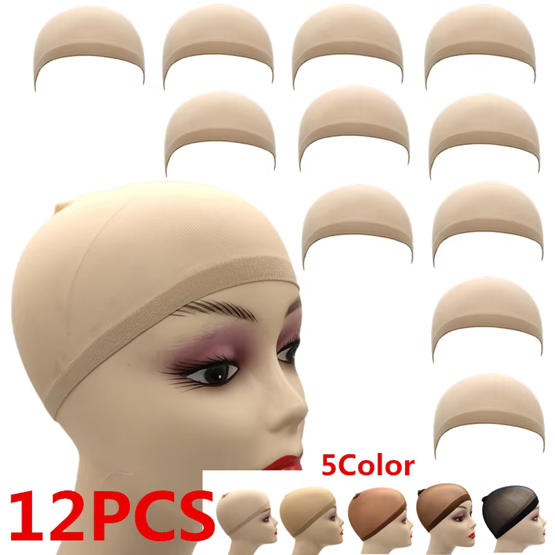 1/6/12 sacs maille en Nylon ventilé bas nu bonnet de perruque filets à cheveux extensible extrémité fermée peau Super