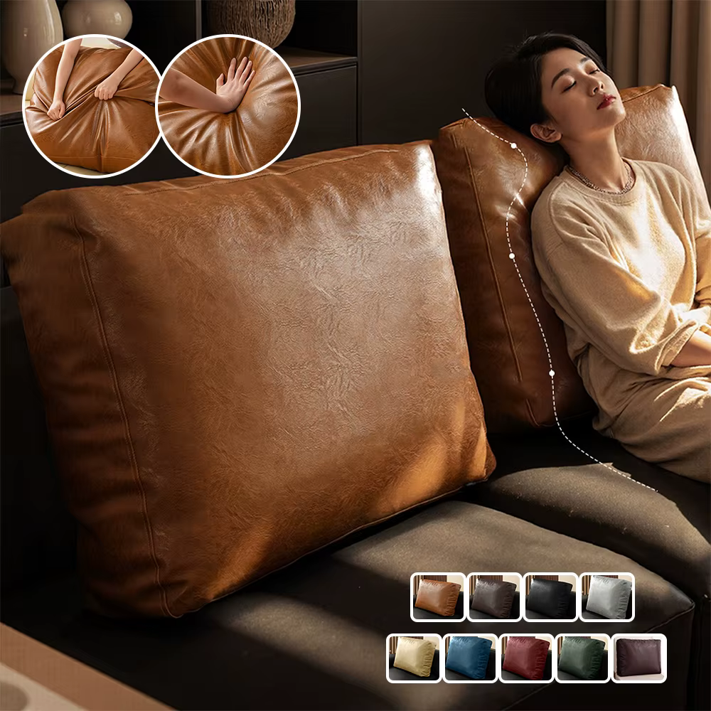 Luxuriou – housse de coussin en Faux cuir pour dossier de canapé, rectangulaire, dossier souple, taie d'oreiller lombaire, imperméable, décoration de maison