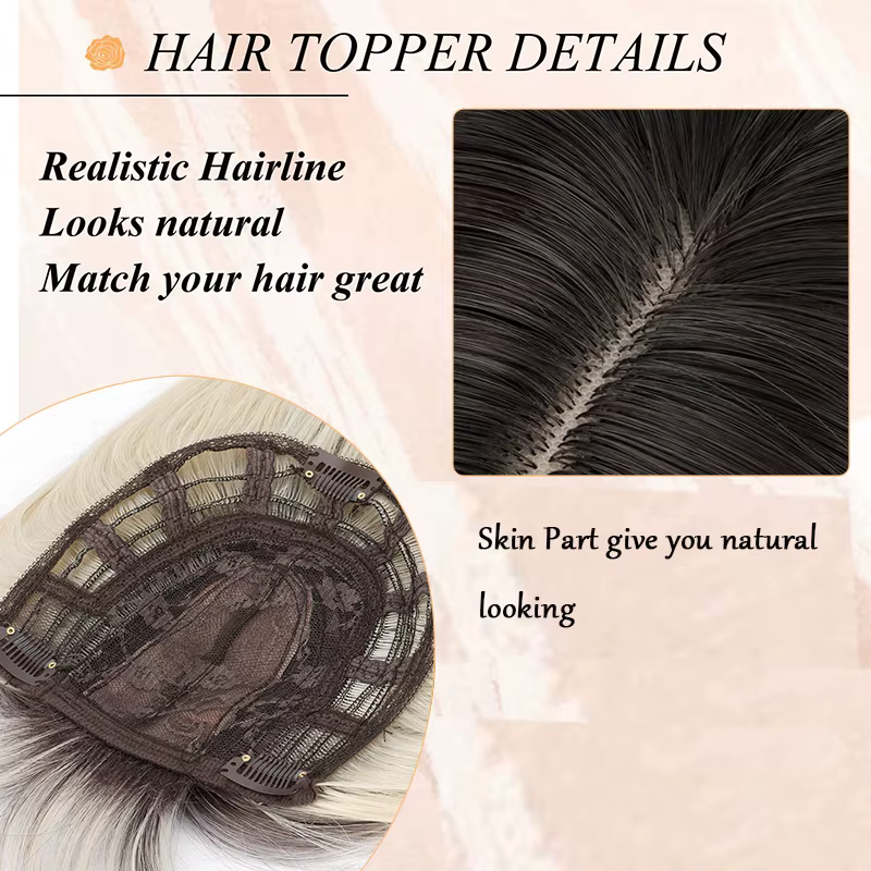 Topper pour cheveux pour femme avec frange : 3D 360 ° Morceau