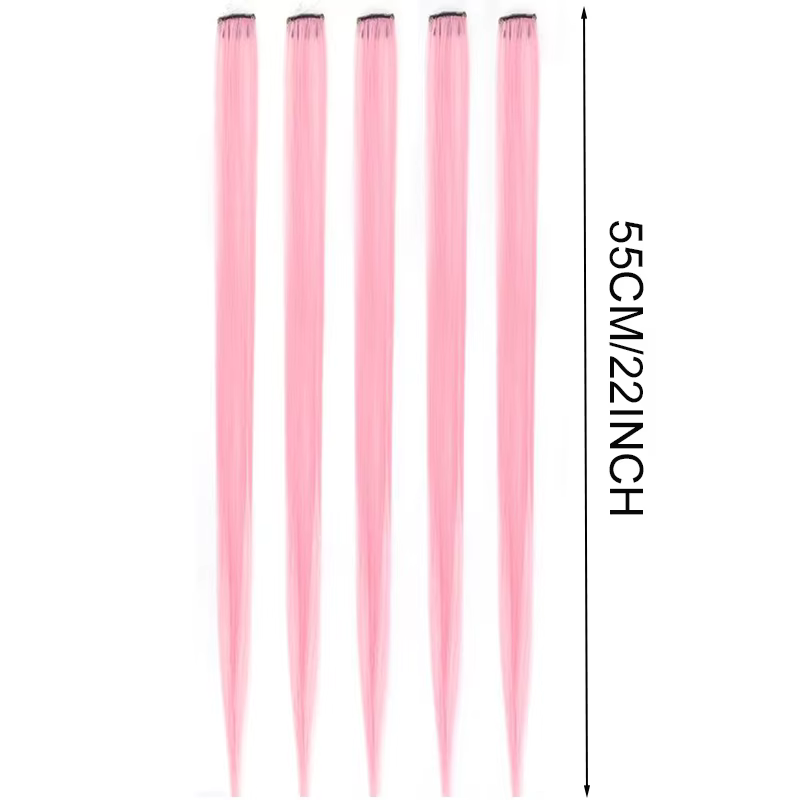 Extensions de cheveux synthétiques colorées à Clip Long de 22 pouces