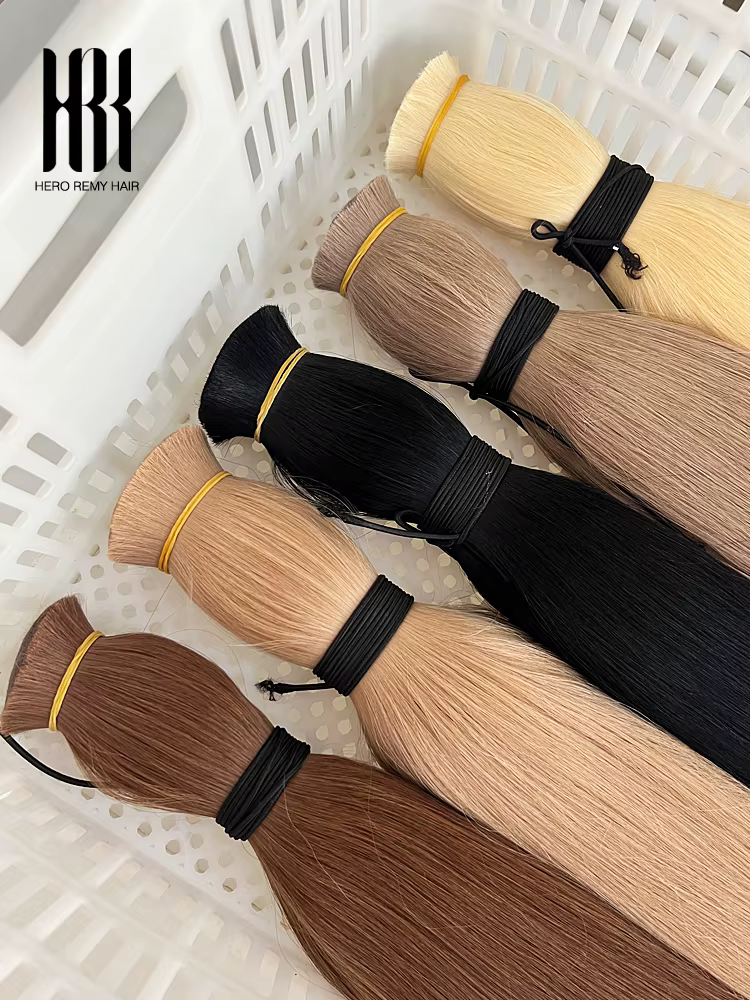100% réel Remy Extensions de cheveux humains sans trame miel blond