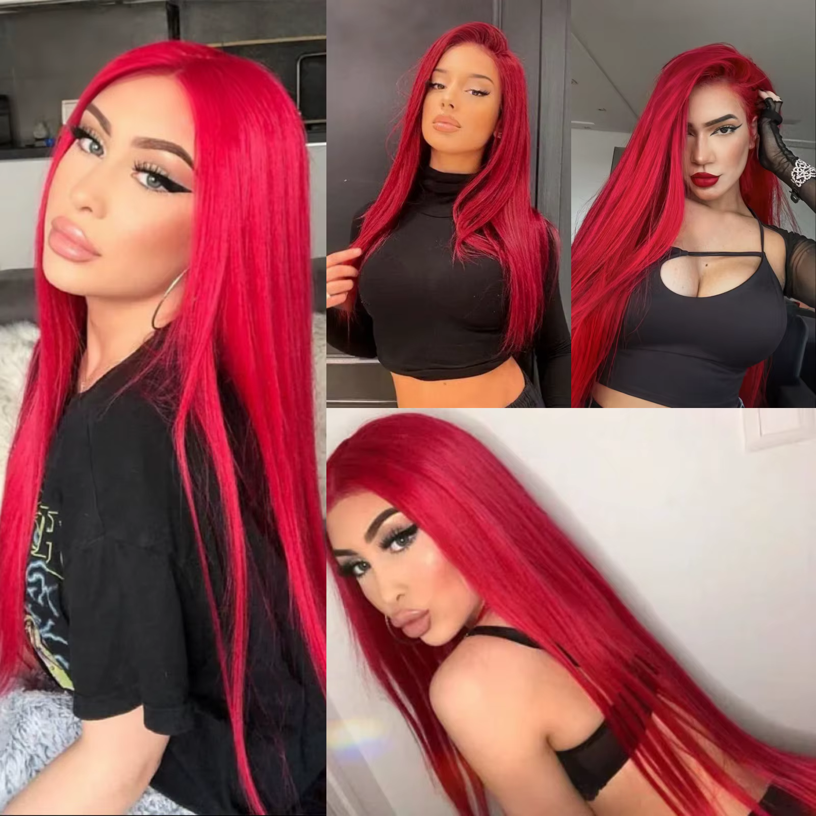 Perruque Lace Front Wig synthétique lisse et longue