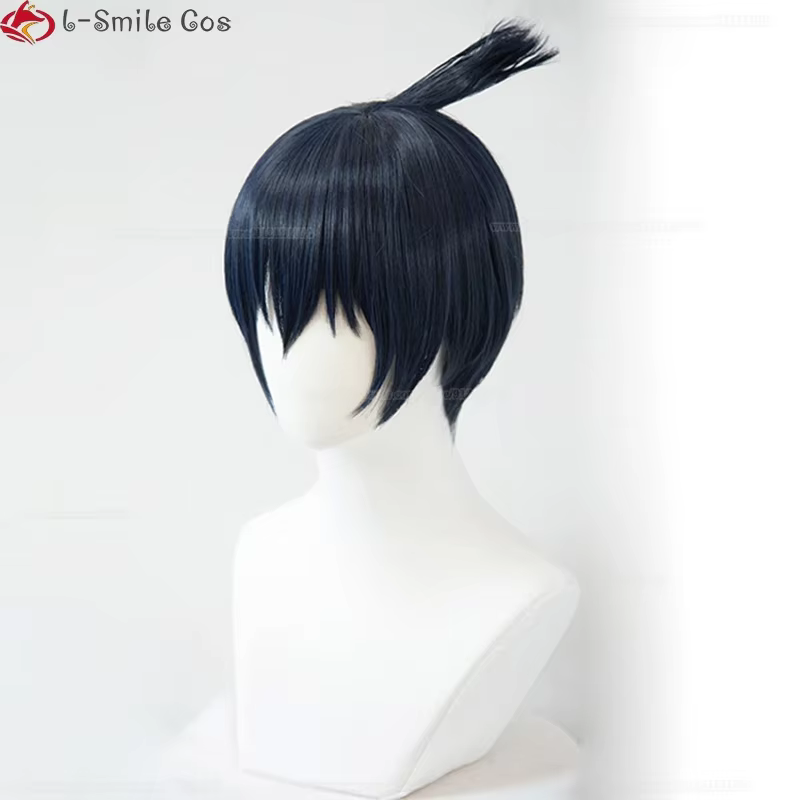 Perruque de Cosplay Hayakawa Akii Bleu Noir 3 cm