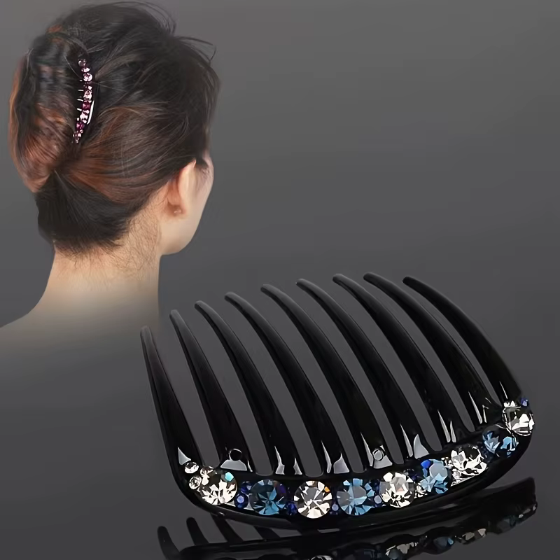 Peigne à cheveux à 9 dents en strass