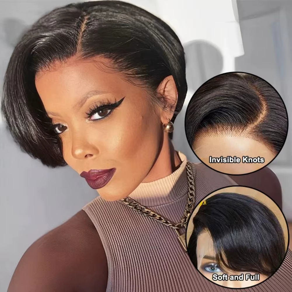 Perruque Bob Lace Frontal Wig naturelle brésilienne lisse