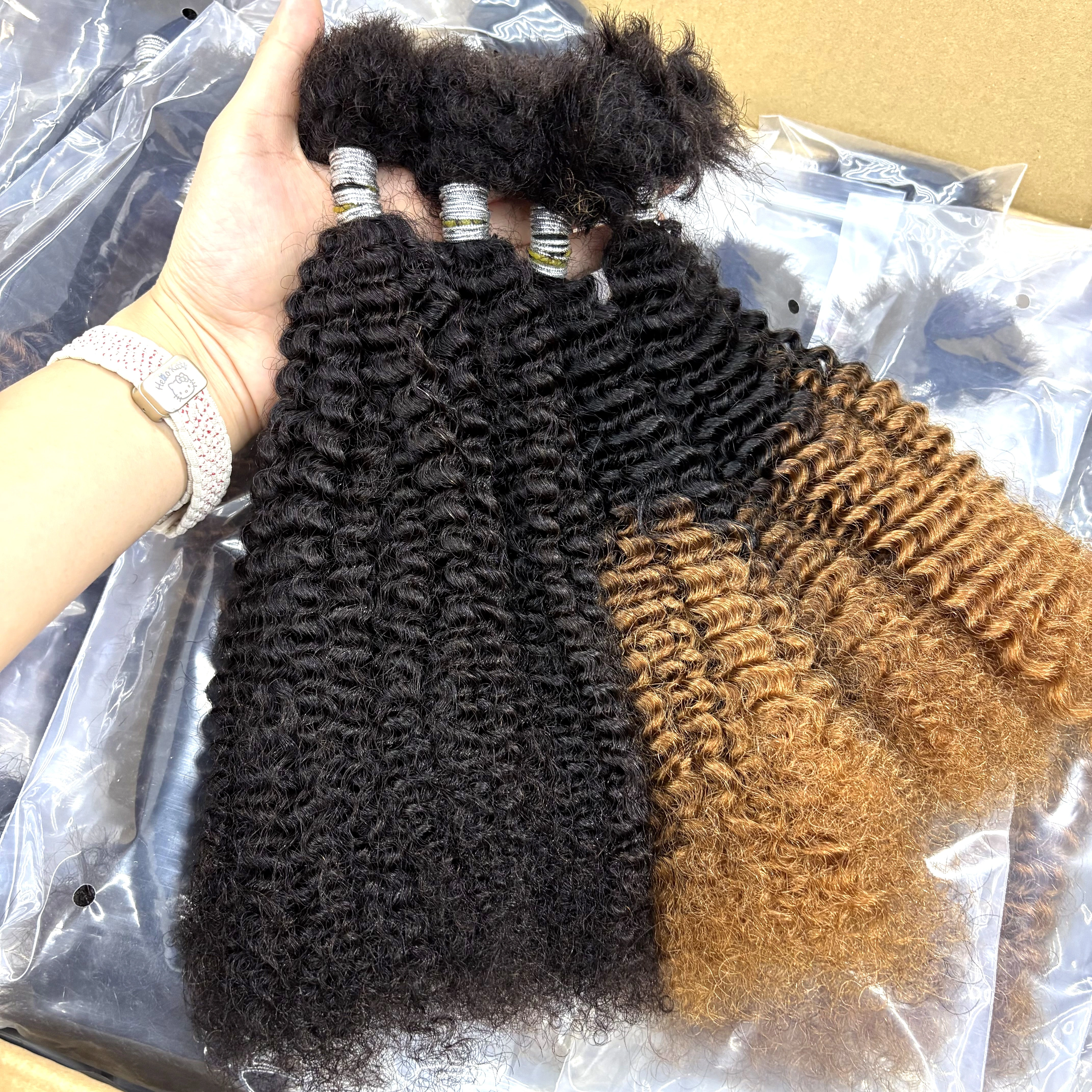 Extensions de cheveux humains bouclés afro ombrés en vrac
