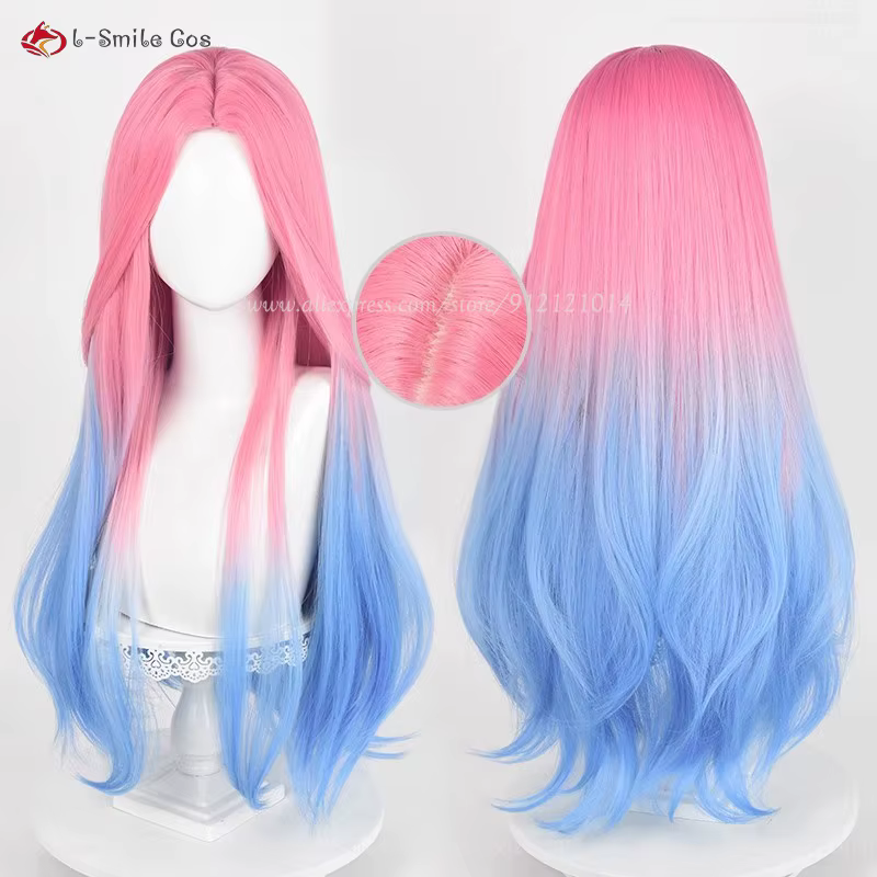 Anime Mizi Cosplay perruque 76 cm de Long rose bleu teint dégradé perruques résistant à la chaleur cheveux synthétiques