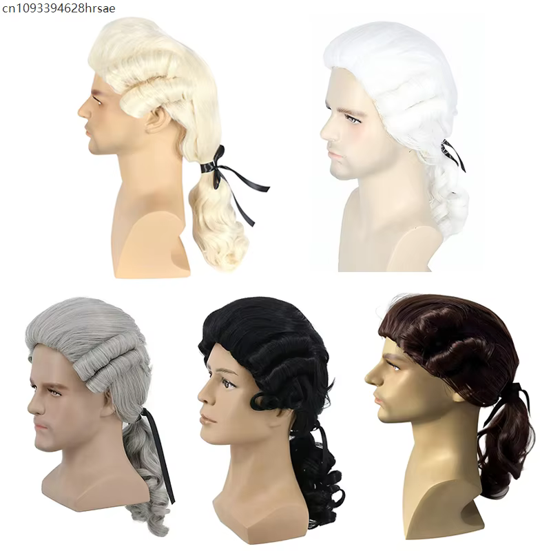 Perruque bouclée de Cosplay baroque pour avocat