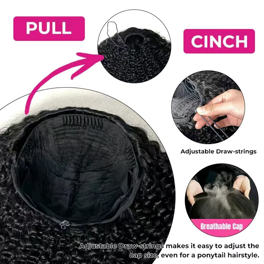 Birman bouclés 3 en 1 demi perruques cheveux humains sans colle perruque