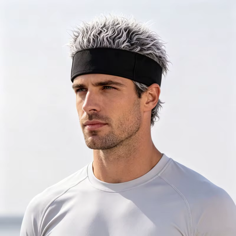 Perruque synthétique unisexe à cheveux courts effilochés