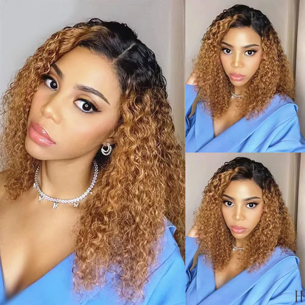 HairUGo-Perruque BOB à fermeture en dentelle pour femme