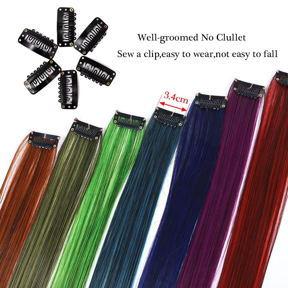 Extensions de cheveux colorées à clipser pour femme, pour usage quotidien