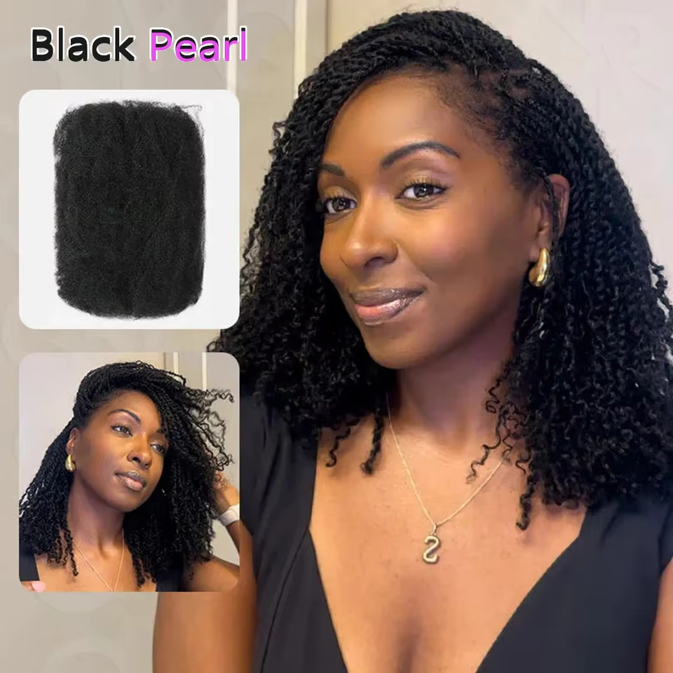 Extensions de cheveux humains afro crépus en vrac gris sel noir naturel/marron/gris-léger pour tresser