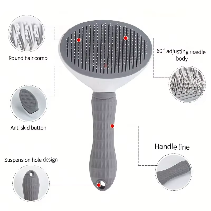 Peigne d'épilation pour animaux de compagnie en un clic pour un toilettage sans effort des chiens et des chats-brosse d'épilation flottante avec fonction automatique