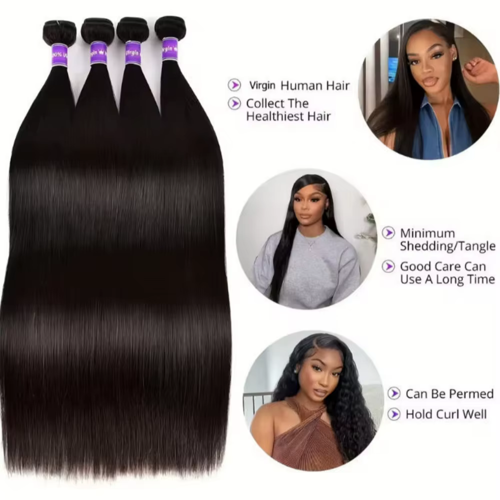 Extensions de cheveux humains brésiliens Remy bruts